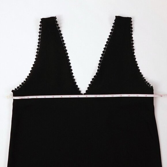 The Kooples Black Midi Slip Dress Embroidered V Neck - M - NWT - Picture 7 of 9
